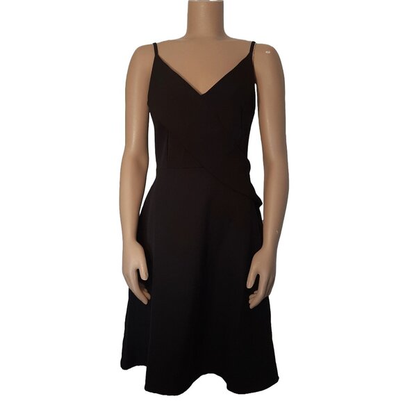 TRENDYOL Black V-Neck Sleeveless A-Line Flowy Cocktail Dress - Size 40 - Picture 2 of 11